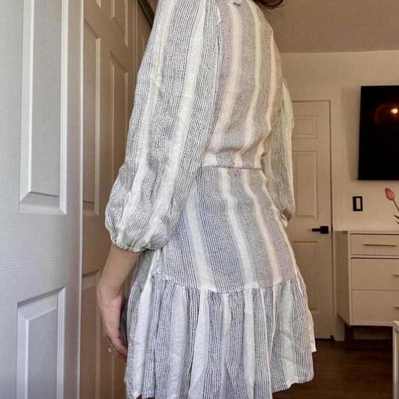 Blue Island Boho White & Grey Striped Mini Dress – XS/S - Picture 3 of 6